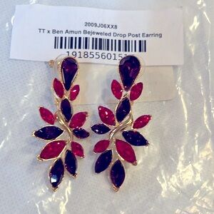 Ben Amun x Trina Turk-Swarovski Crystals-Bejeweled Drop Post Earrings-NWT